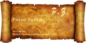 Paizs Zoltán névjegykártya